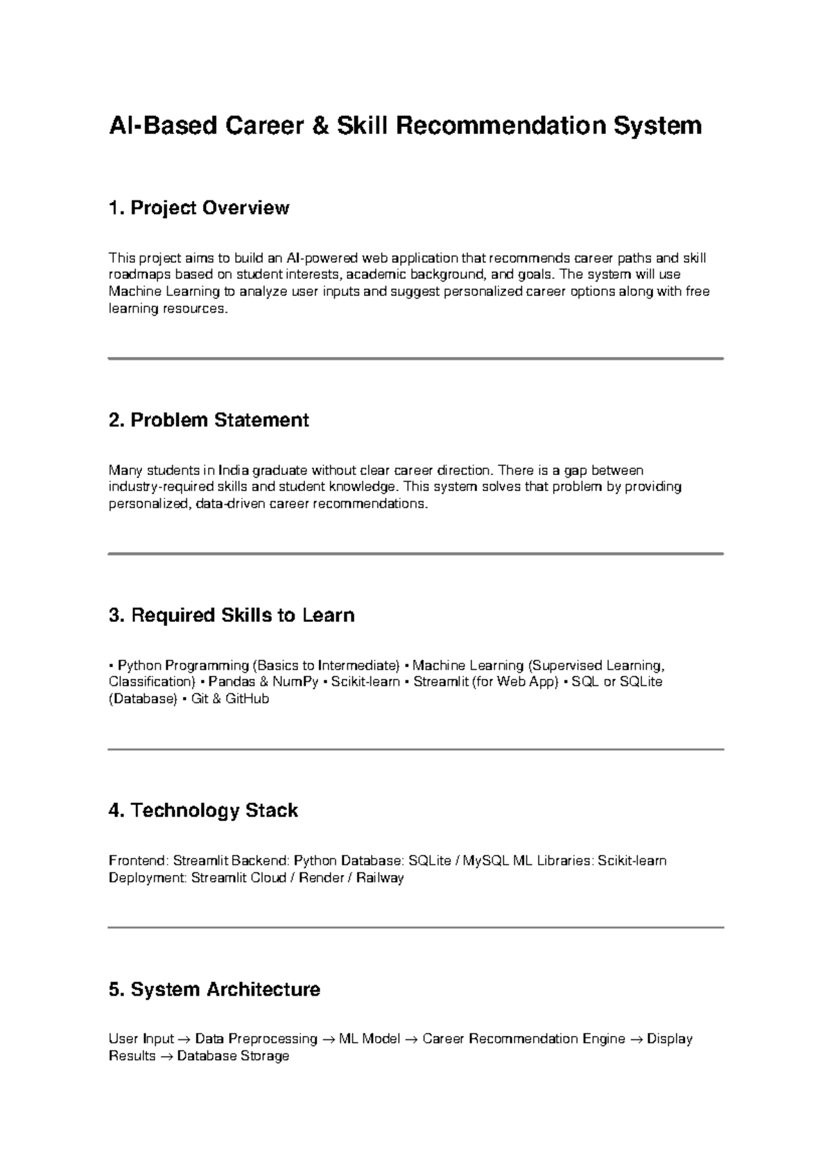 AI Career Guidance System (CS101) Full Project Overview - Studocu