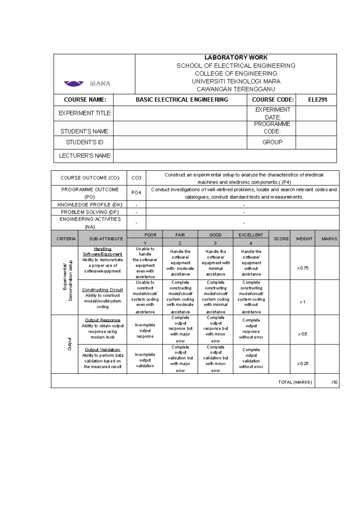ELE291 Basic Electrical Engineering Experiment 6: Diode Rectifier ...