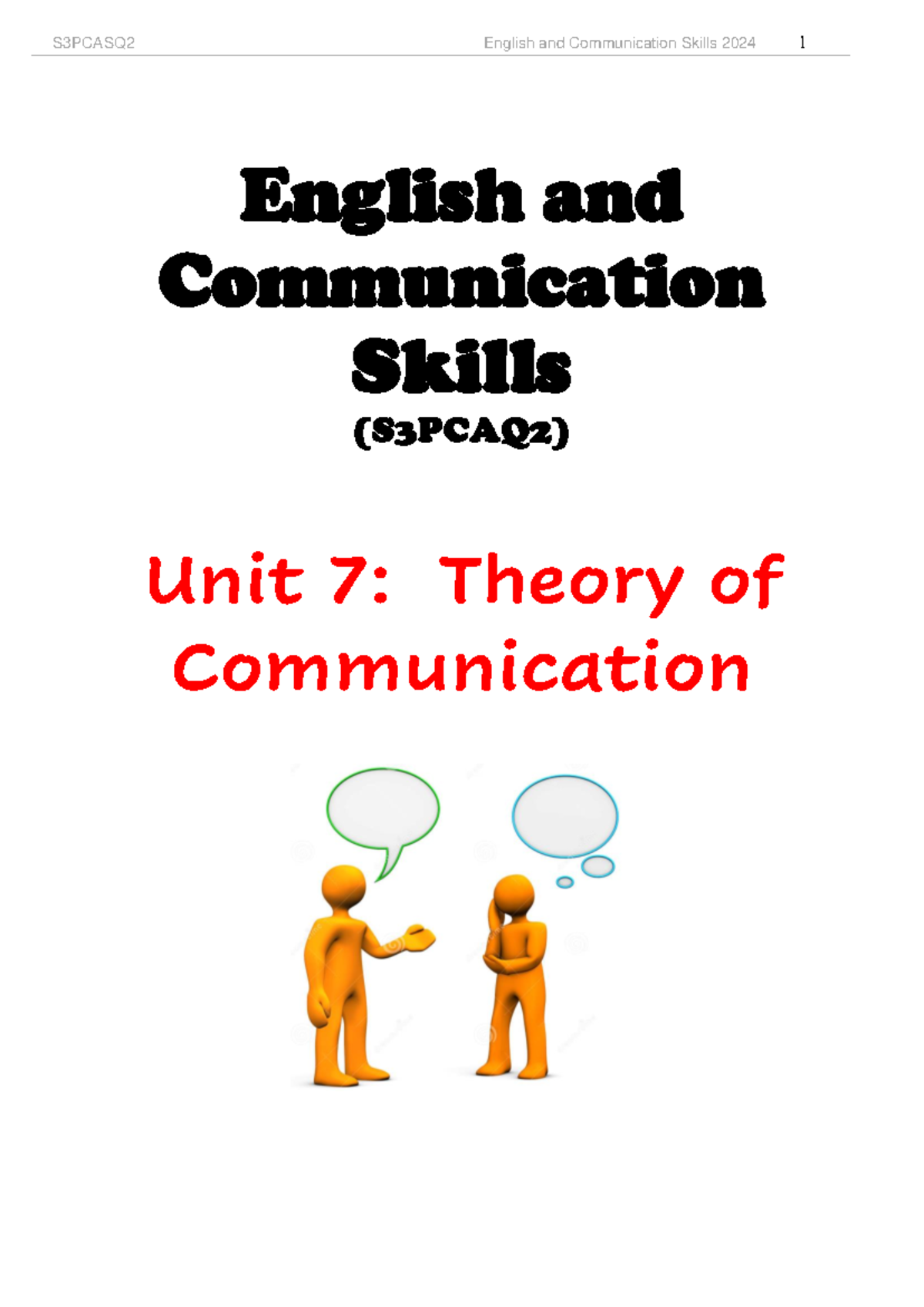 S3PCASQ2 English and Communication Skills 2024: Theory of Communication ...