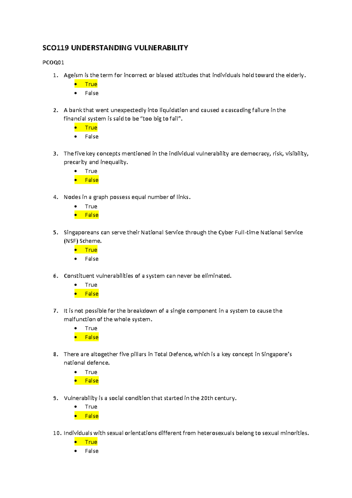 SCO119 Understanding Vulnerability Pre-Round Quiz Questions - Studocu