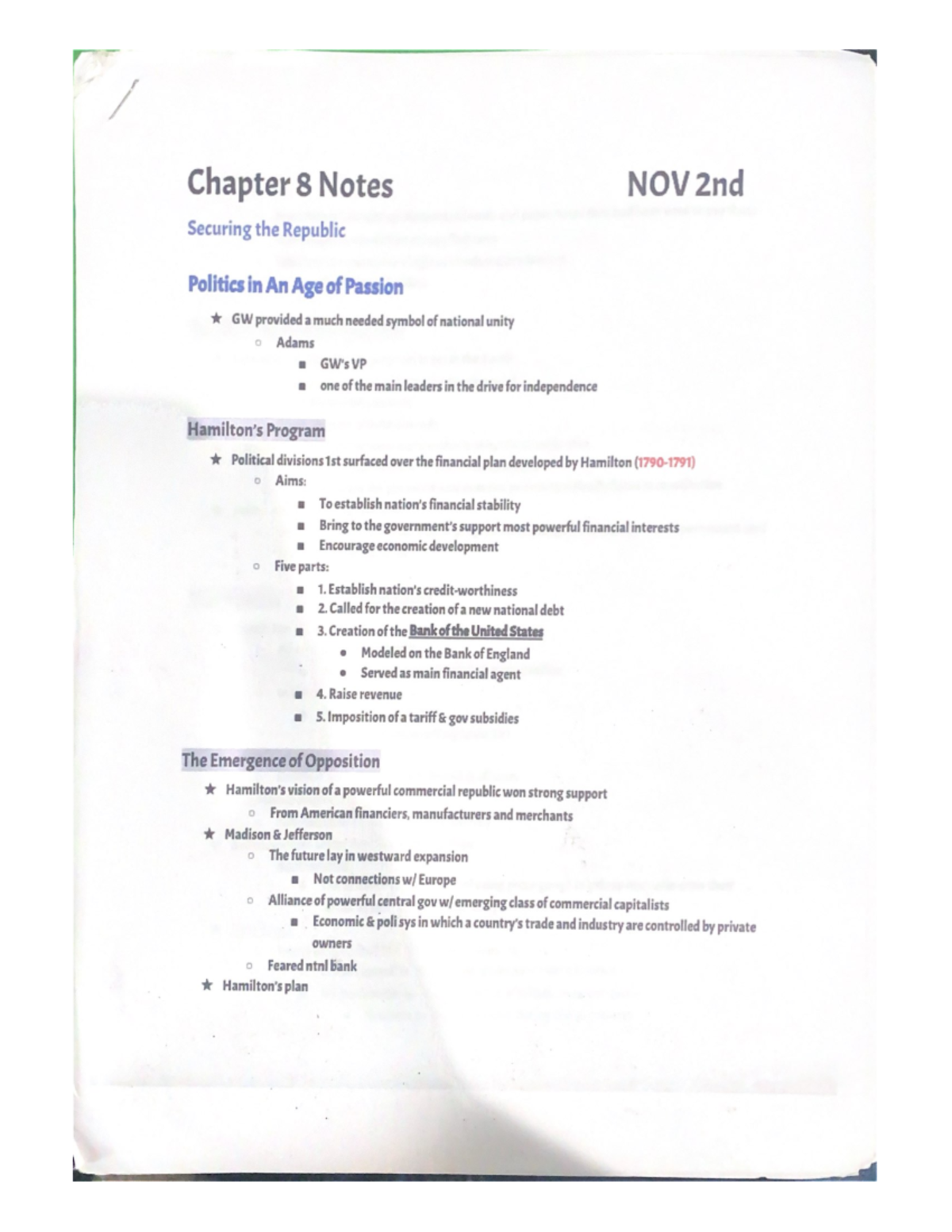 Chapter 8 Notes - Chapter 8 Notes NOV 2nd Securing the Republic ...