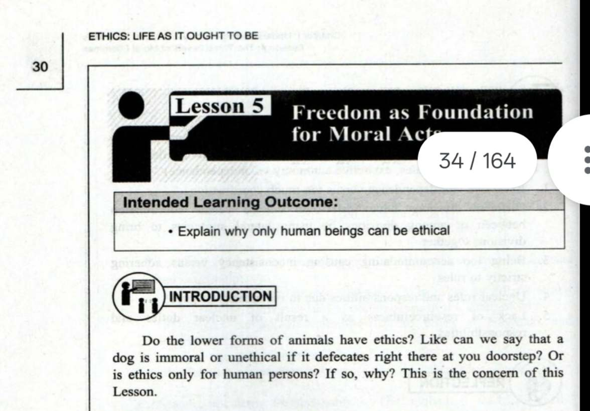 ETHICS: LIFE AS IT OUGHT TO BE 30 Lesson 5 - Freedom as the Foundation ...