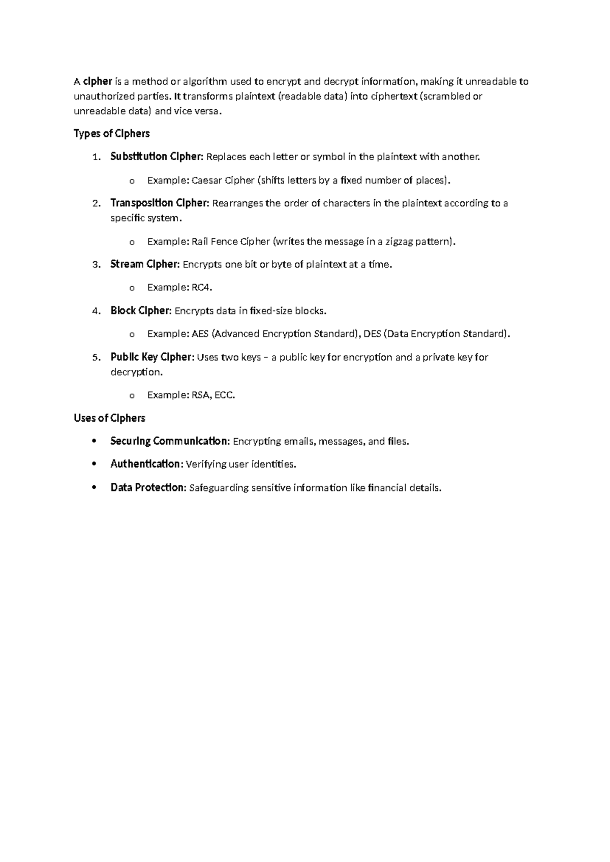 Cryptography - good - A cipher is a method or algorithm used to encrypt ...