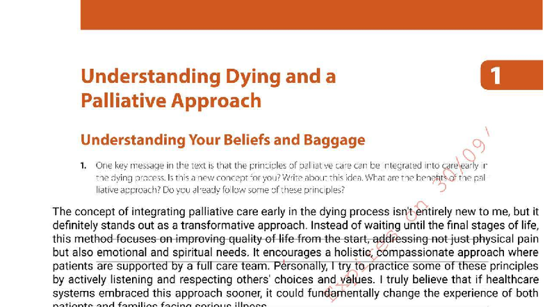 Chapter 1: Understanding Dying and Palliative Care Approaches - Studocu