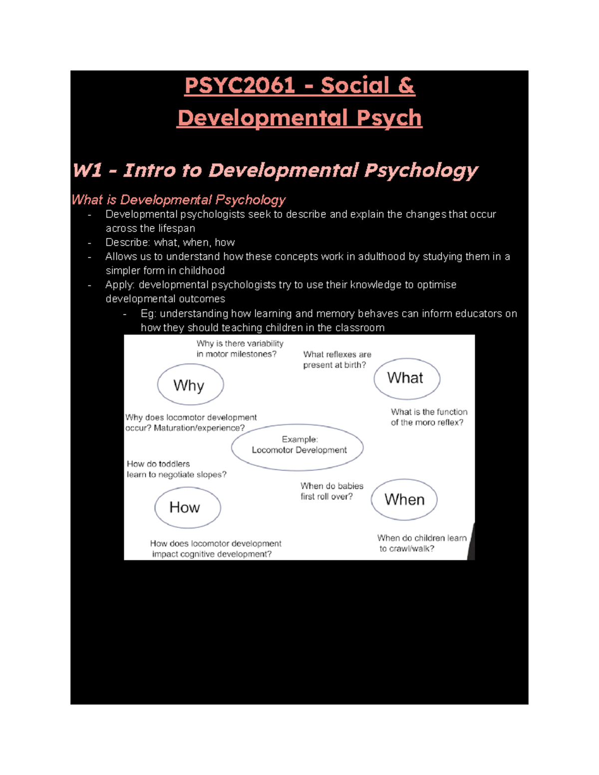 PSYC2061 - Comprehensive Notes on Developmental Psychology - Studocu