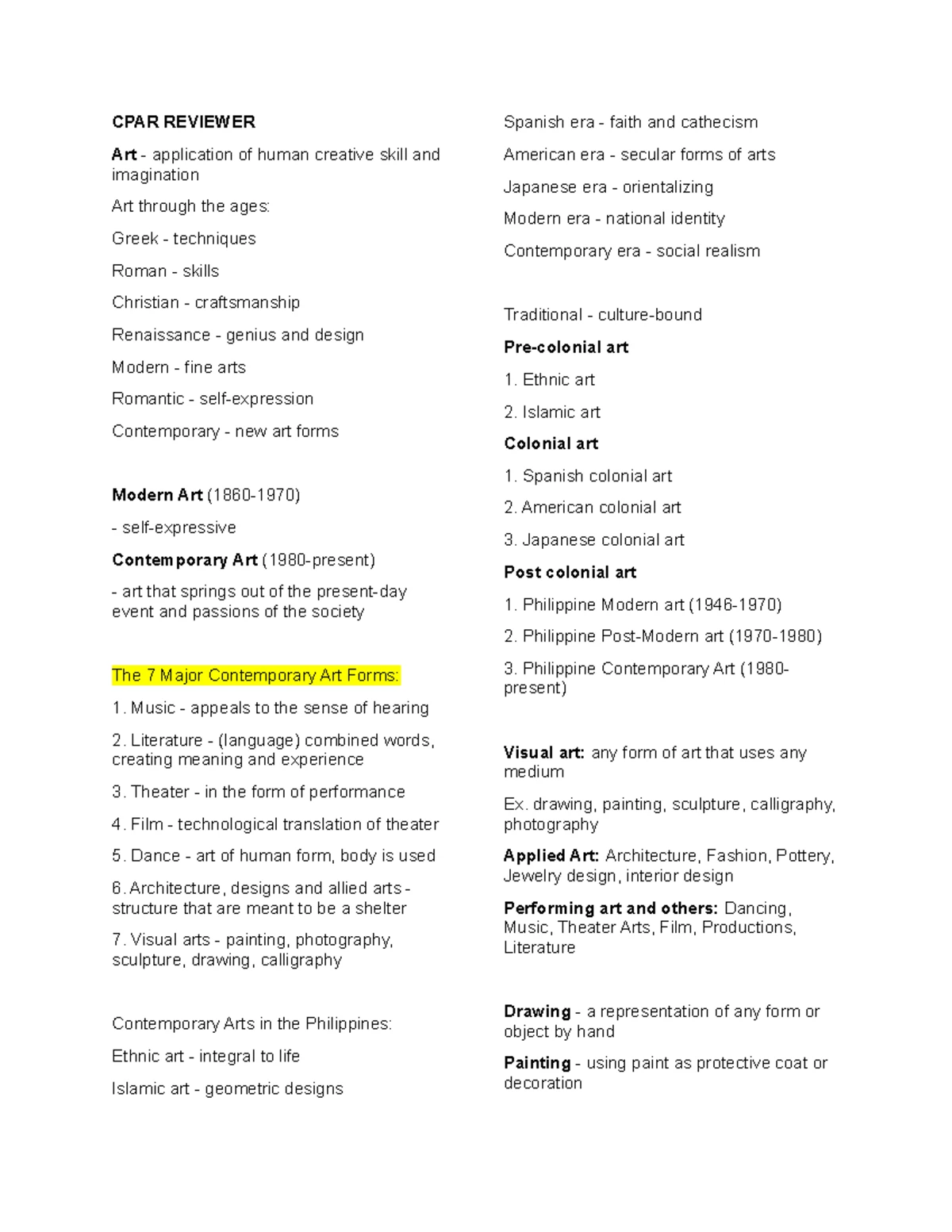 CPAR Q1 Module 4 - Elements & Principles of Contemporary Art - Studocu