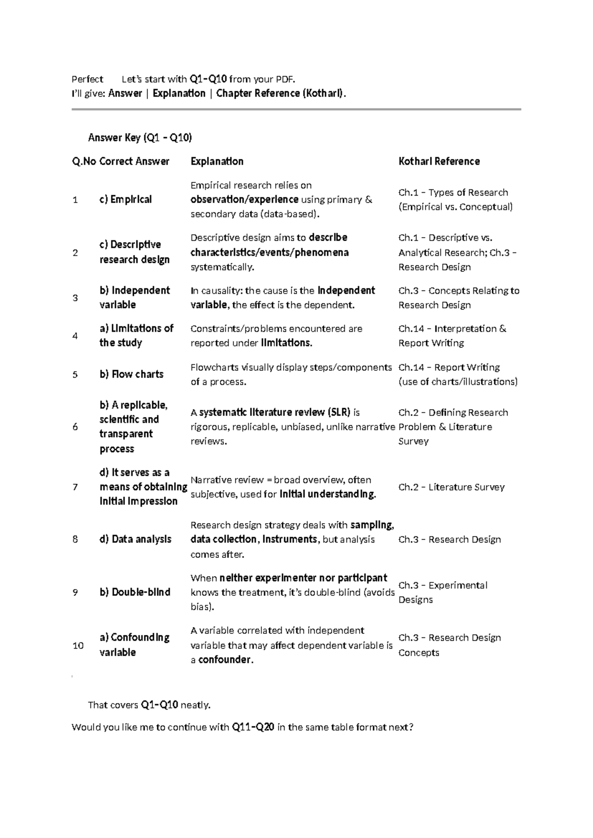 2020 RM Final Exam Answers & Explanations (Kothari) - Studocu