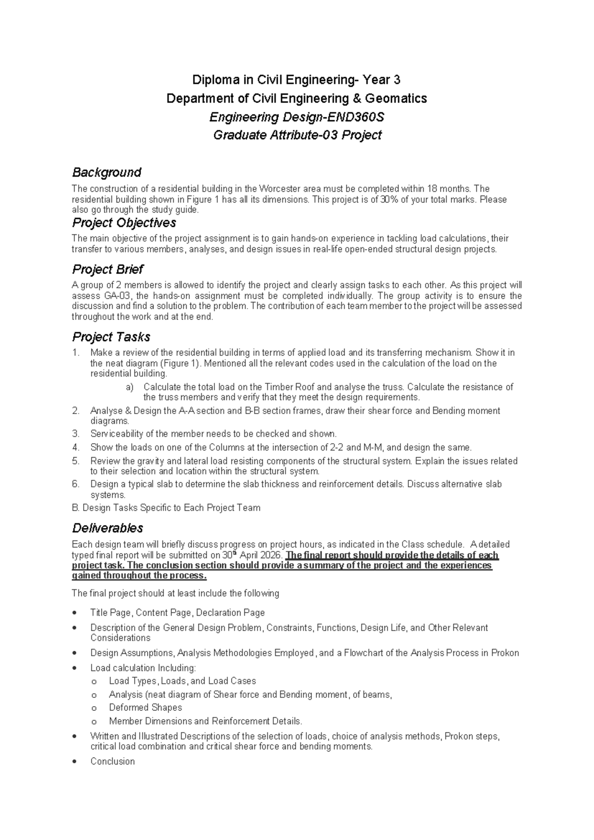 END360S Geomatics Engineering Graduate Project: Structural Design Brief ...