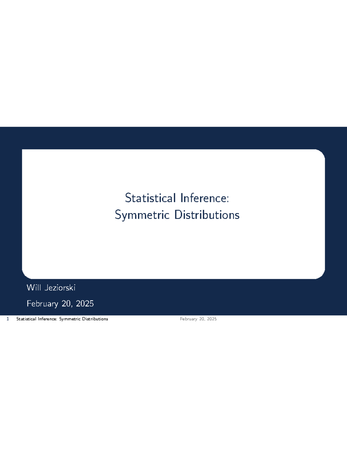 Statistical Inference Symmetric Distributions - Statistical Inference ...