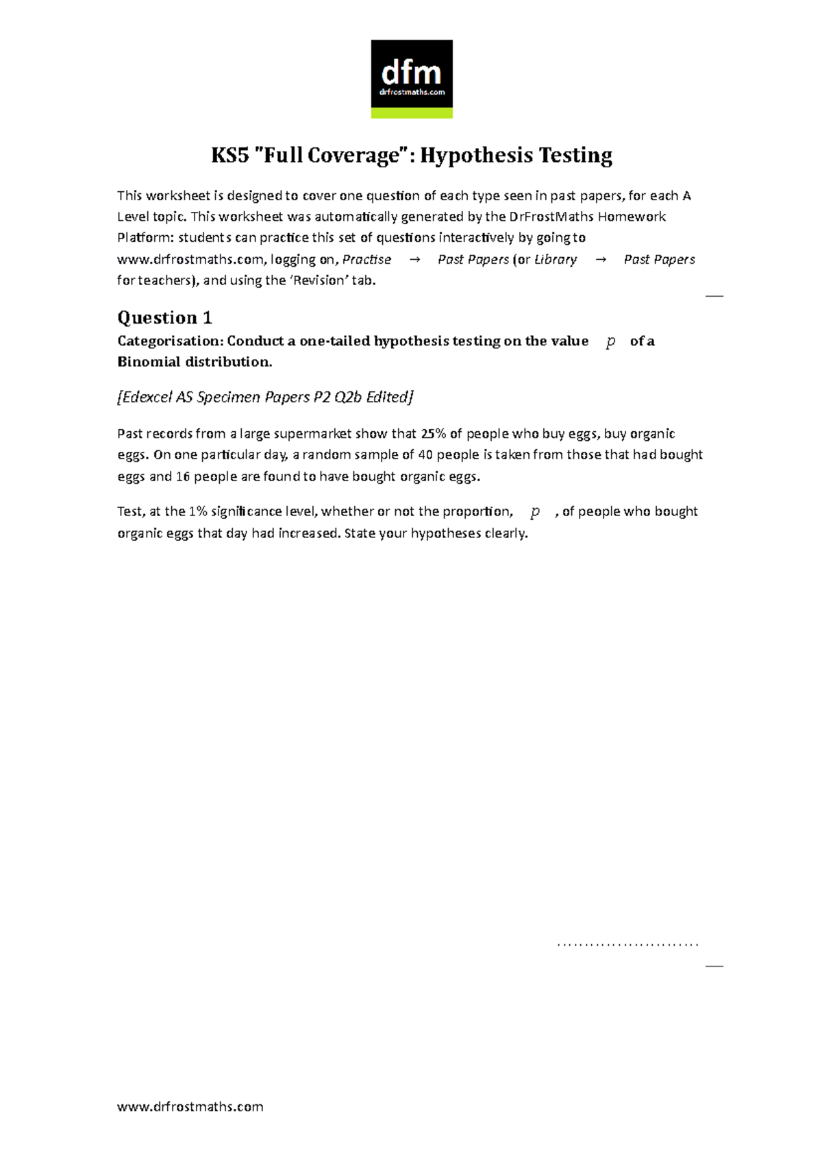 Hypothesis Testing Tutorial Questions and Answers - Stirling - Studocu