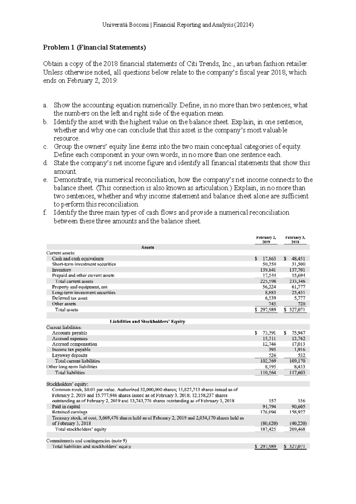 20214 Practice Problems on Financial Statements and Accounting Concepts ...