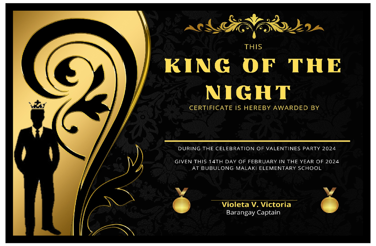 King of the night certificate - Bachelor of Special Needs