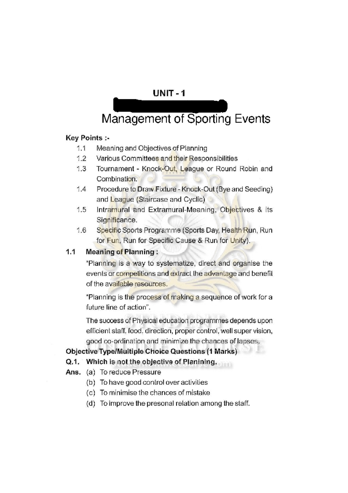 Management of Sporting Events: Key Points and Committee Roles - Studocu