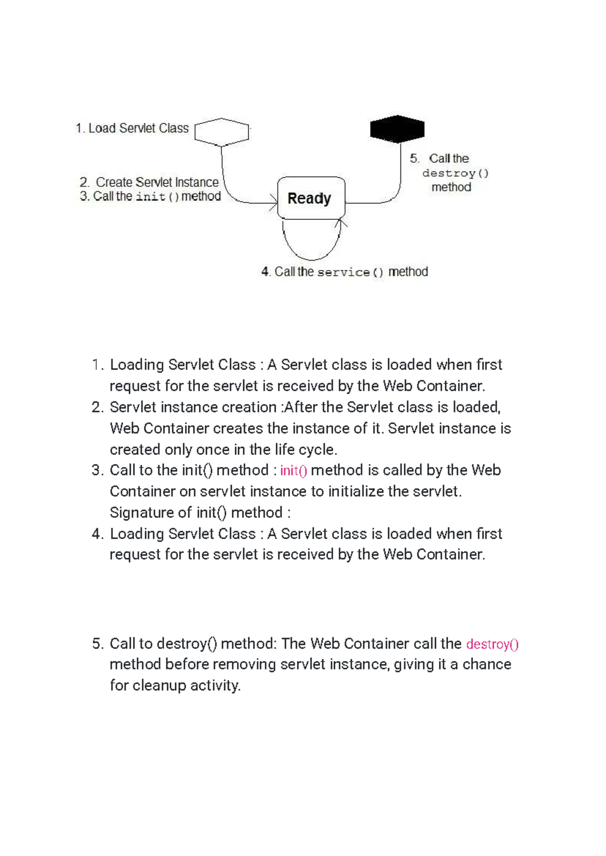 Servlet Life Cycle Overview: Loading, Init, and Destroy Methods - Studocu
