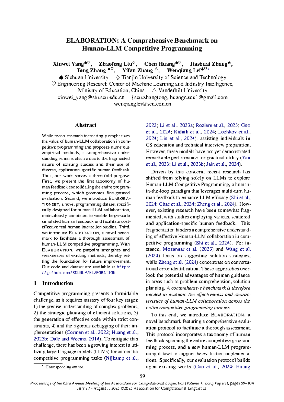 E LABORATION: Comprehensive Benchmark for Competitive Programming ...