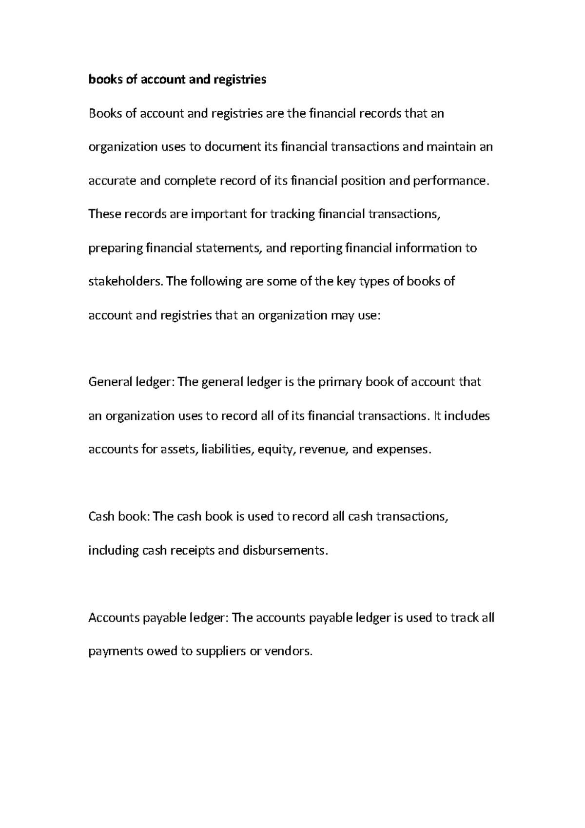 Books of account and registries - books of account and registries Books ...