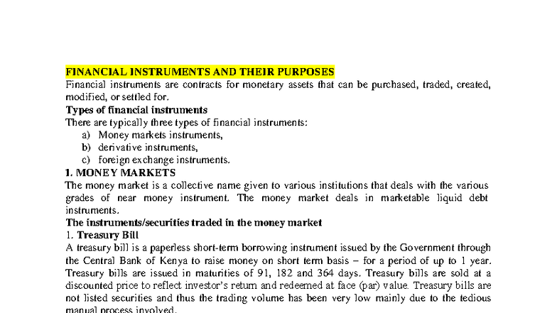 Financial Instruments AND Innovations - FINANCIAL INSTRUMENTS AND THEIR ...