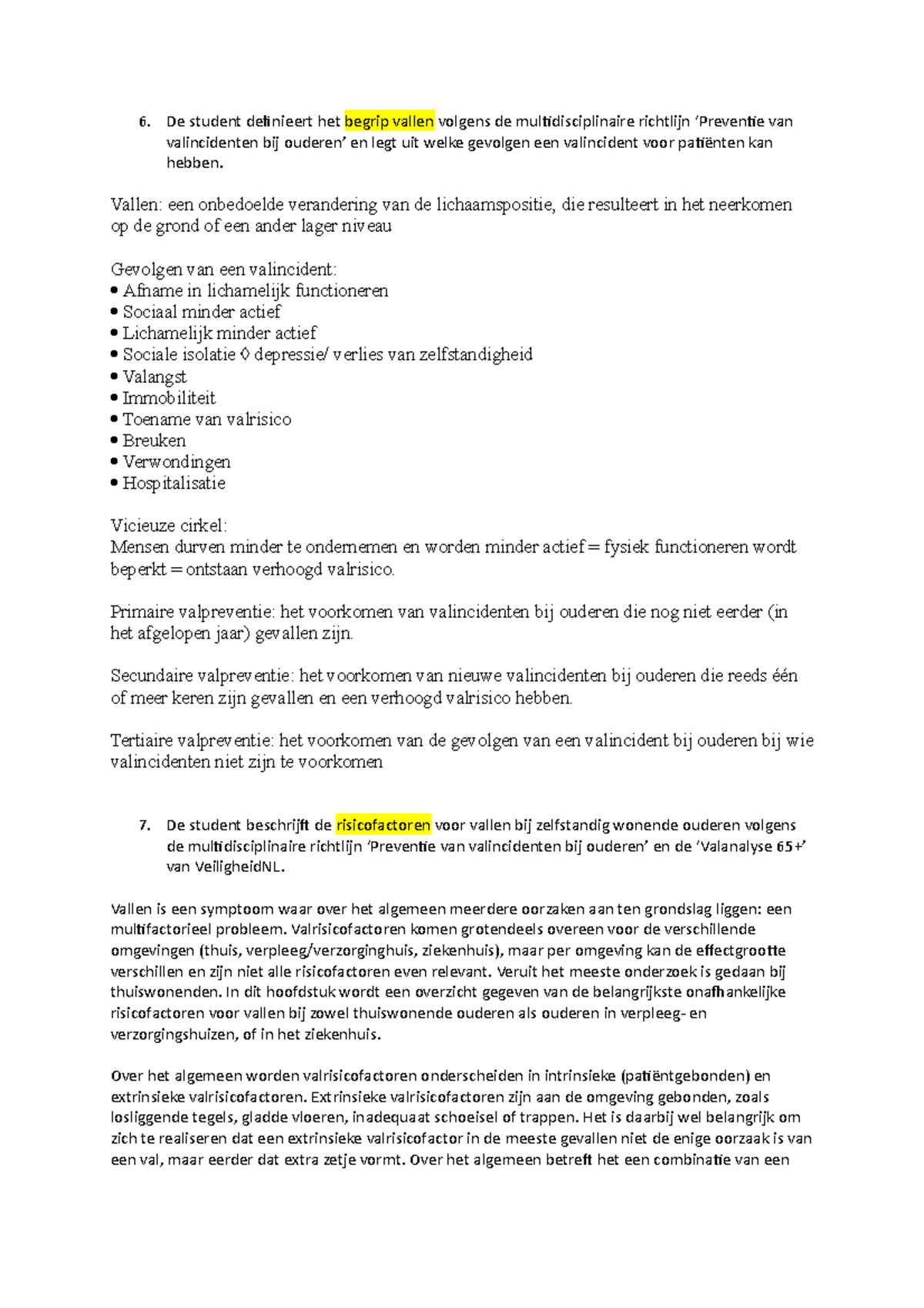 Taak 11: Risicofactoren en Preventie van Vallen bij Ouderen - Studeersnel