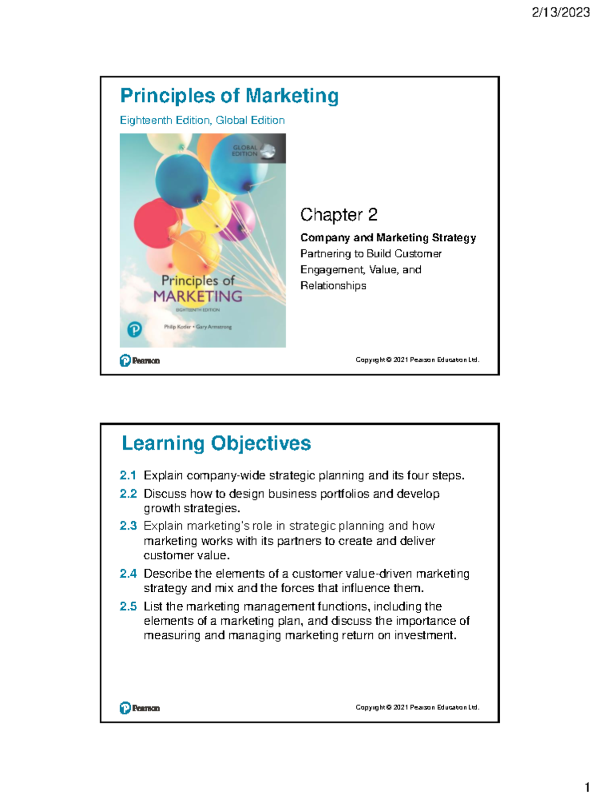 Principles of Marketing POM18 Chapter 2: Company & Marketing Strategy ...