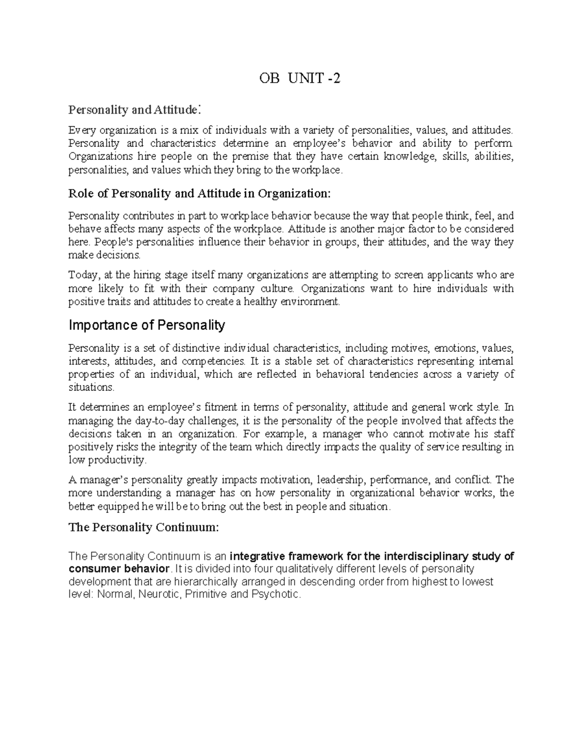 OB-2: The Role of Personality and Attitude in Organizational Behavior ...
