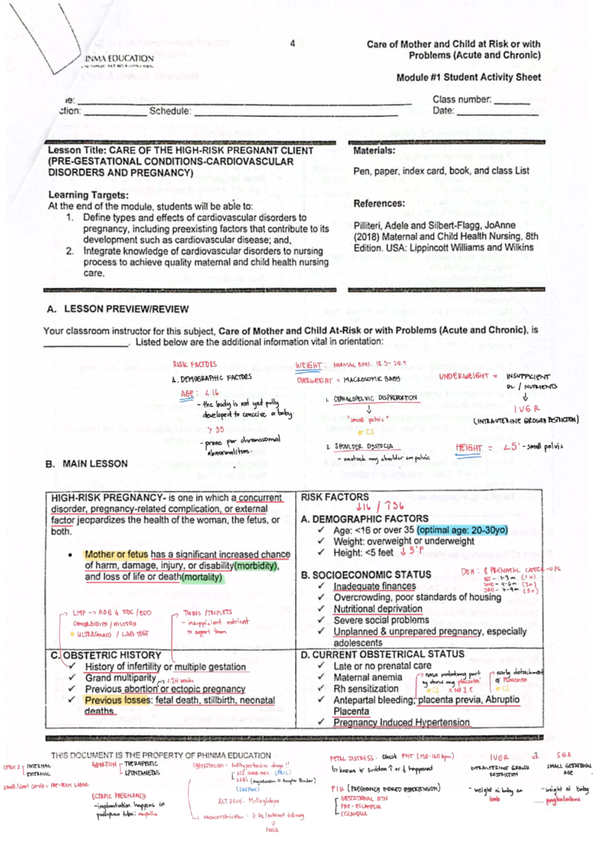 Care of Mother and Child at Risk: INMA EDUCATION Module on Acute and ...