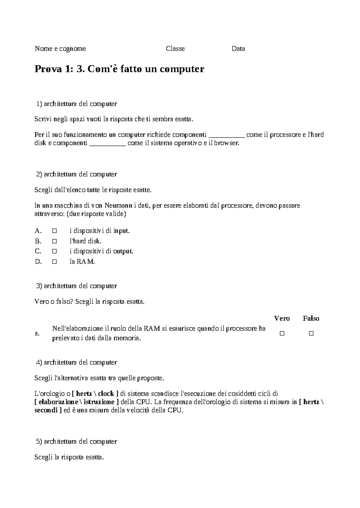 Set Domande: Complementi di Matematica per Ingegneria Informatica E ...