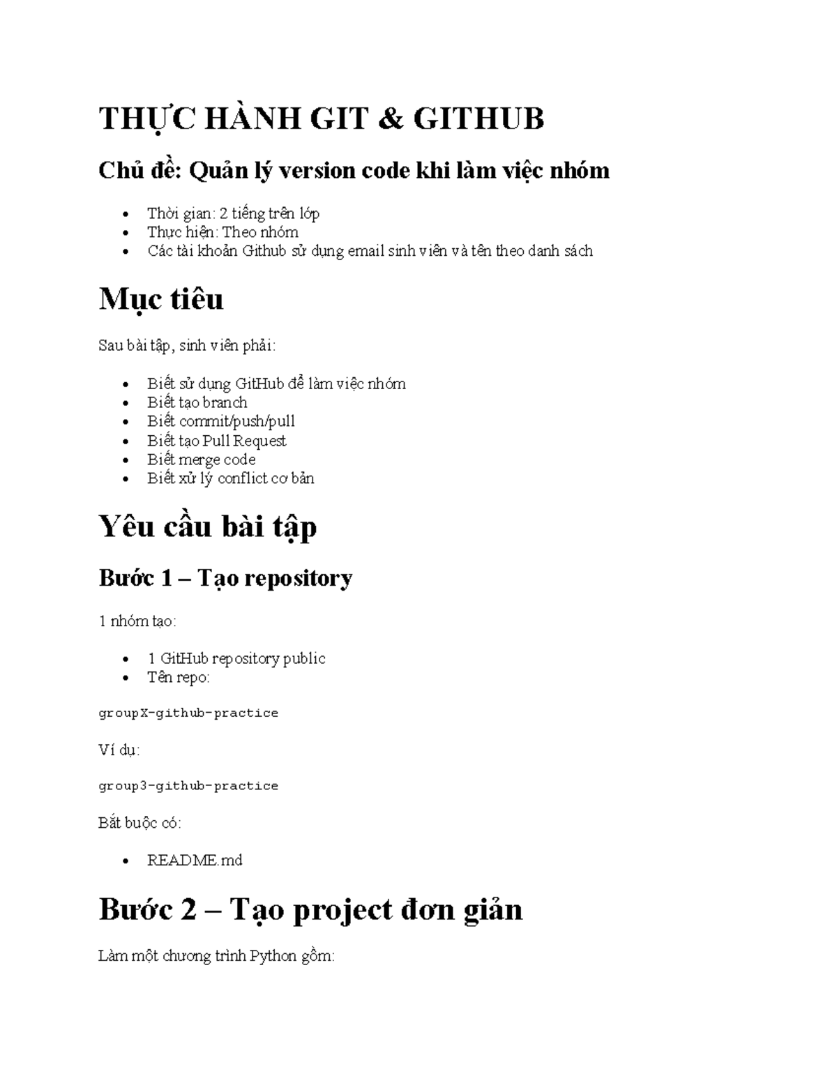 THỰC HÀNH GIT GITHUB - Quản Lý Version Code Nhóm 12312fgdhg - Studocu