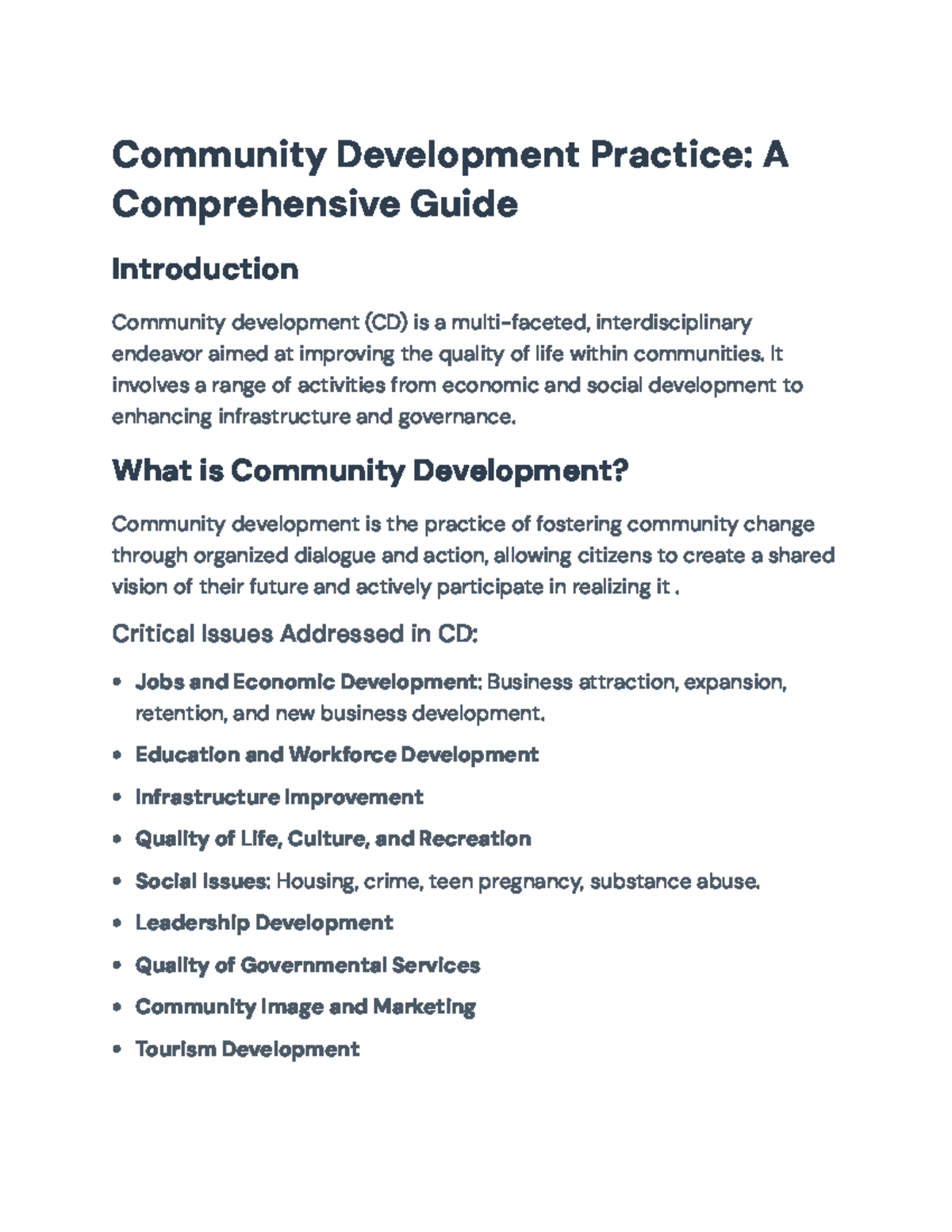 Community Development Practice (CDP): A Comprehensive Overview Guide ...
