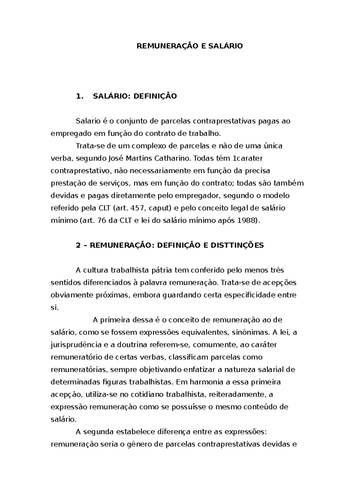 Trabalho e Remuneração: Compreendendo Salário e Legislação - Studocu