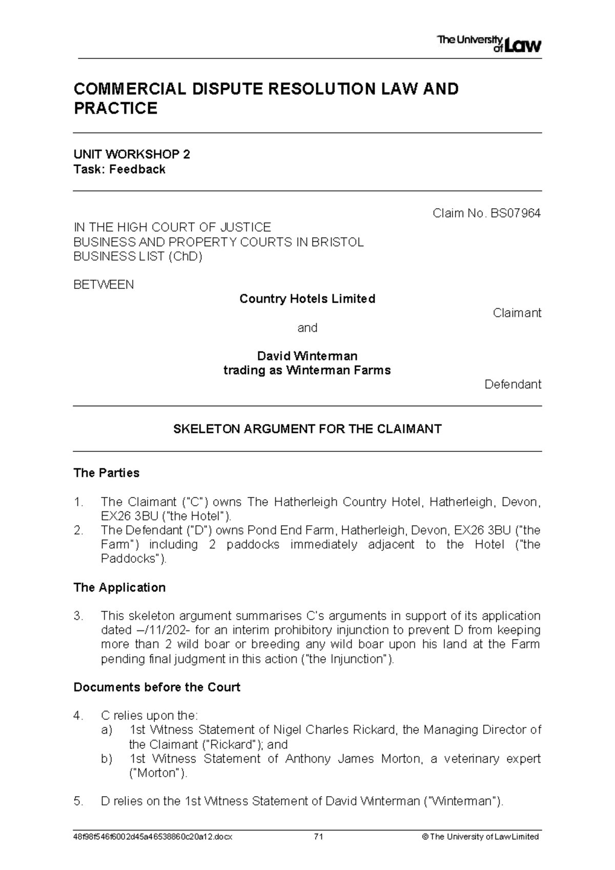2425 cdr ws02 ce02 task samples t - COMMERCIAL DISPUTE RESOLUTION LAW ...