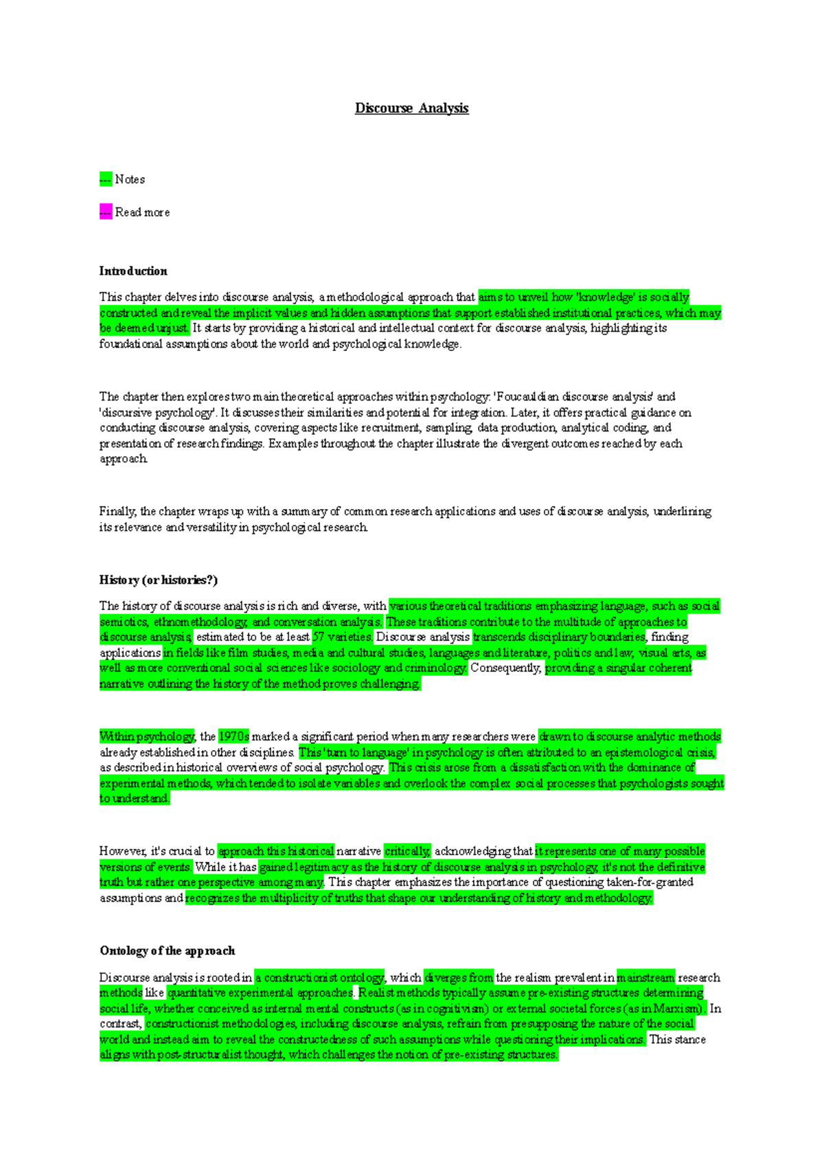 Discourse Analysis Overview and Key Approaches (DA) - Unit II Summary ...