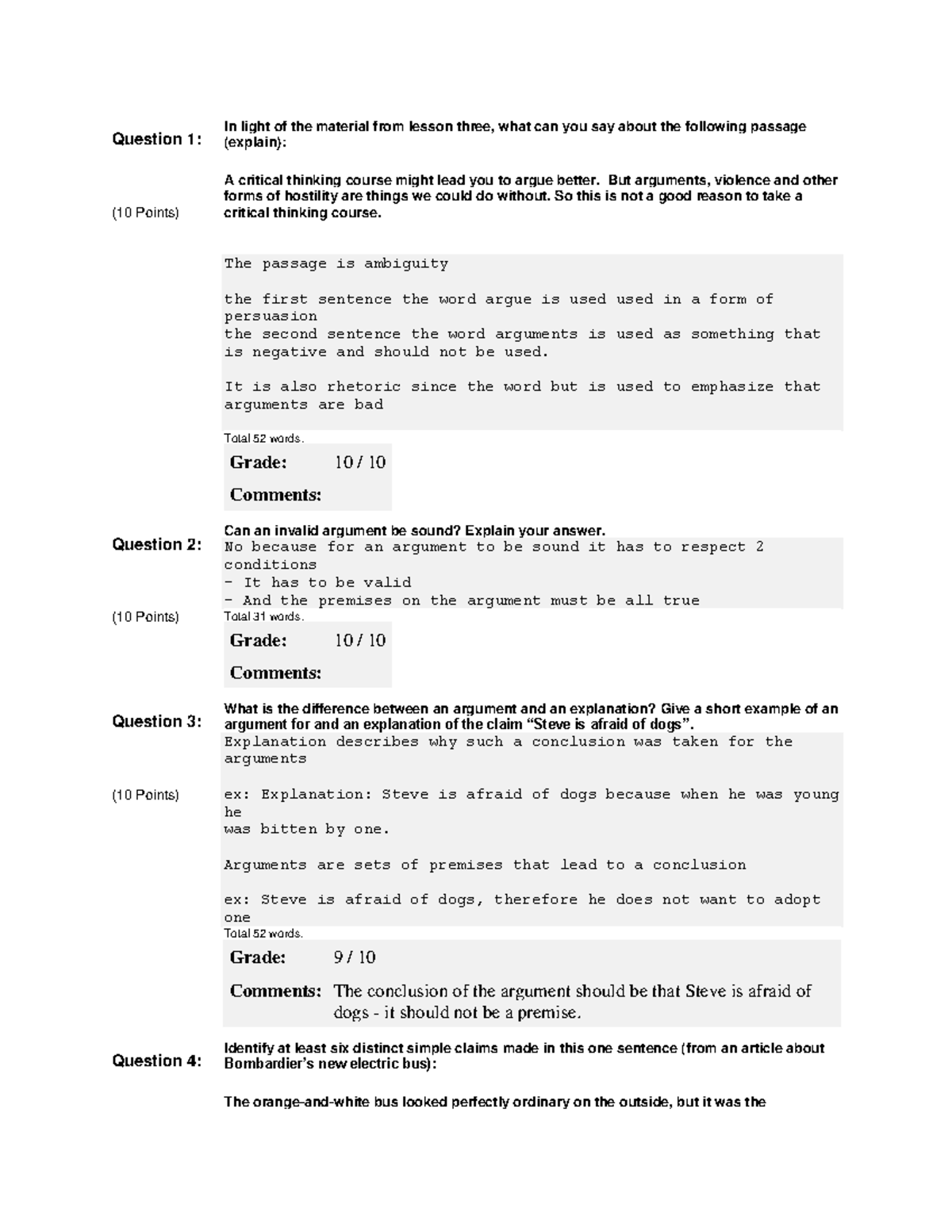 Phil 210 - Quiz 1 - Critical Thinking Practice Exam - Studocu
