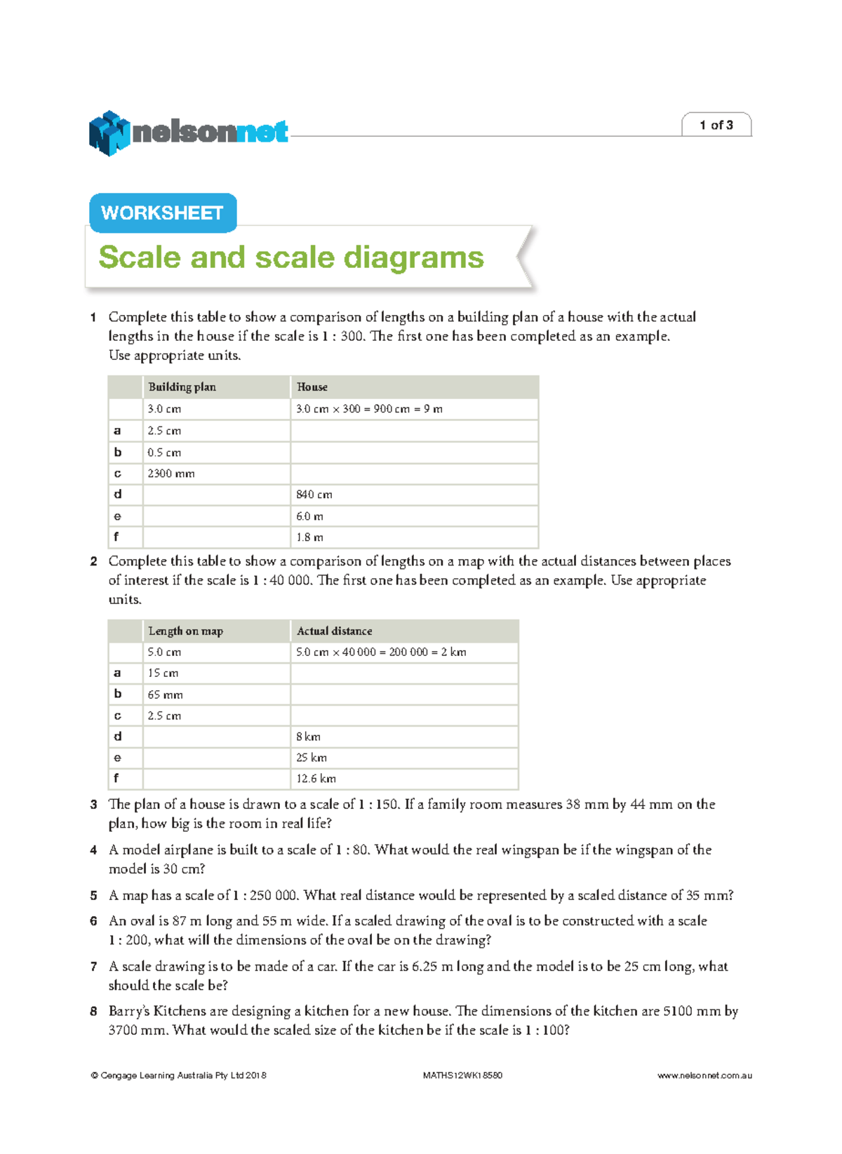 Maths 12WK18580 - Scale Diagrams and Length Comparisons Worksheet - Studocu