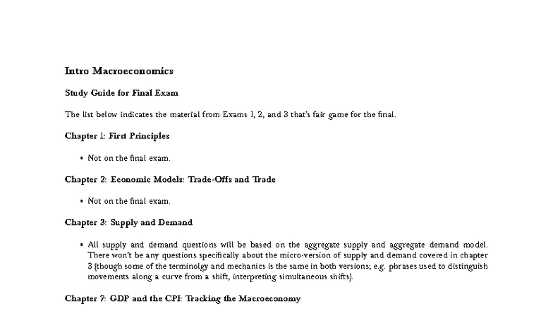 ECON 101 Final Exam Study Guide: Key Topics in Macroeconomics - Studocu