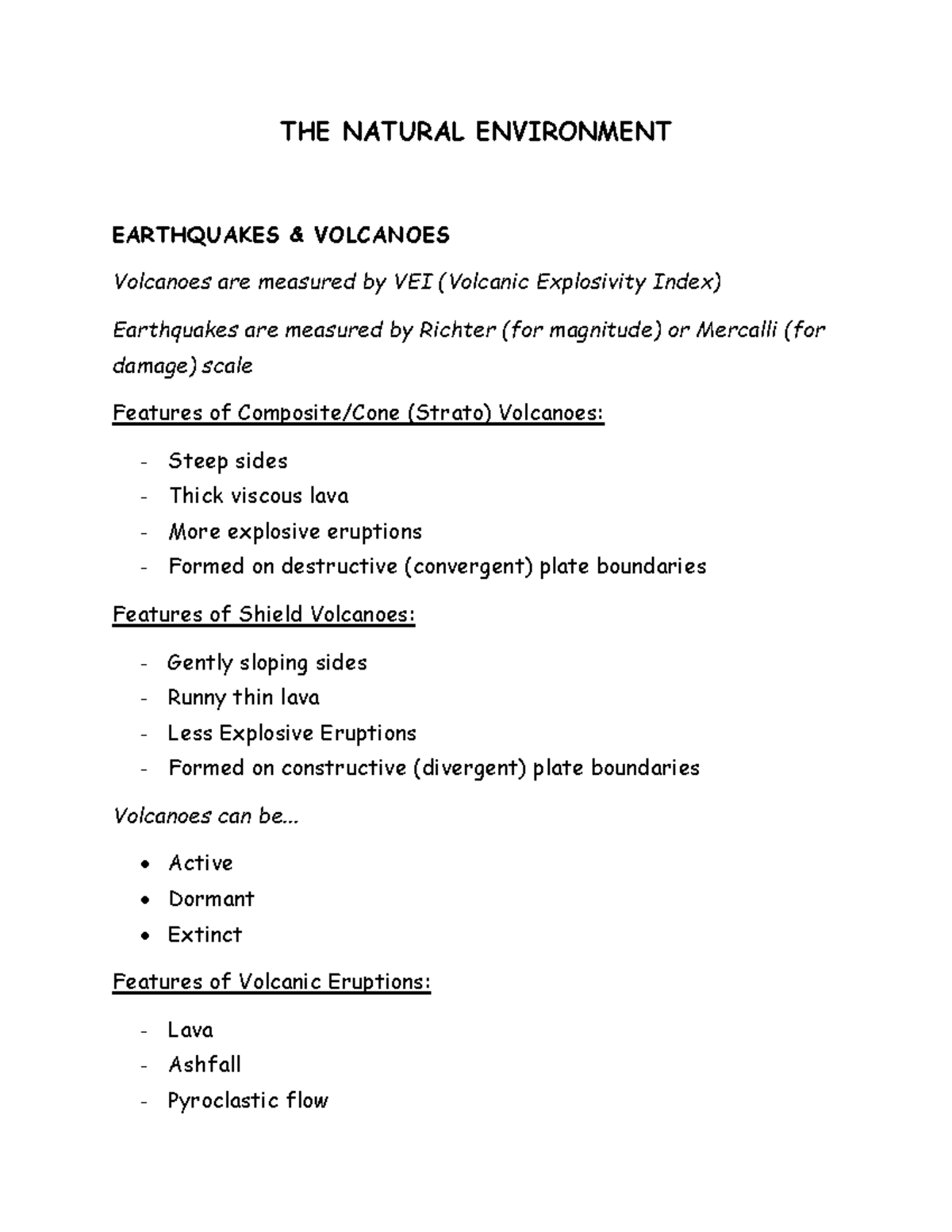Ultimate Natural Environment Revision (GEOG 101) - Studocu
