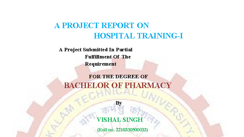 B.PHARM 3rd Year Project Report: Hospital Training at District Hospital ...
