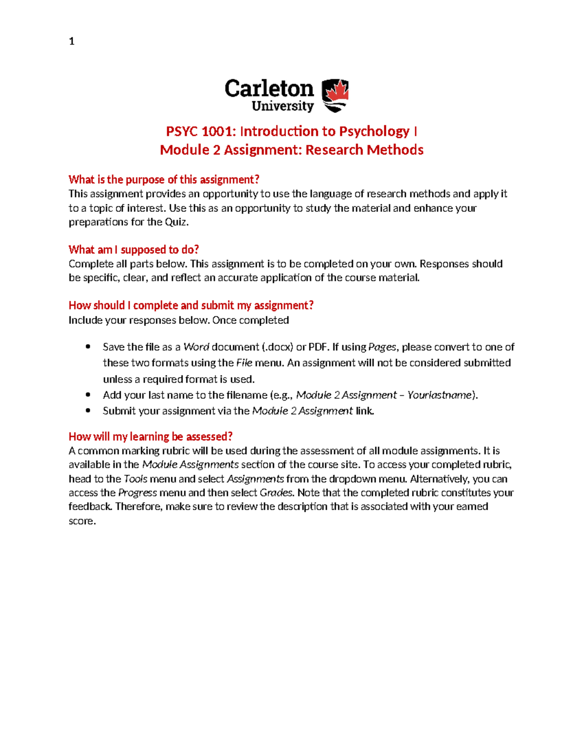 PSYC 1001 Module 2 Assignment: Exploring Research Methods in Psychology ...