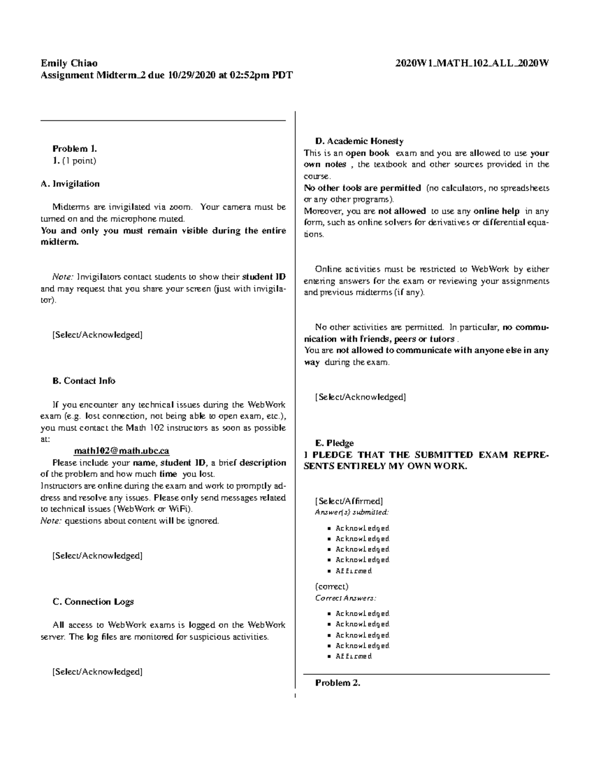 2020W1 MATH 102 Midterm 2 Guidelines and Sample Problems - Studocu