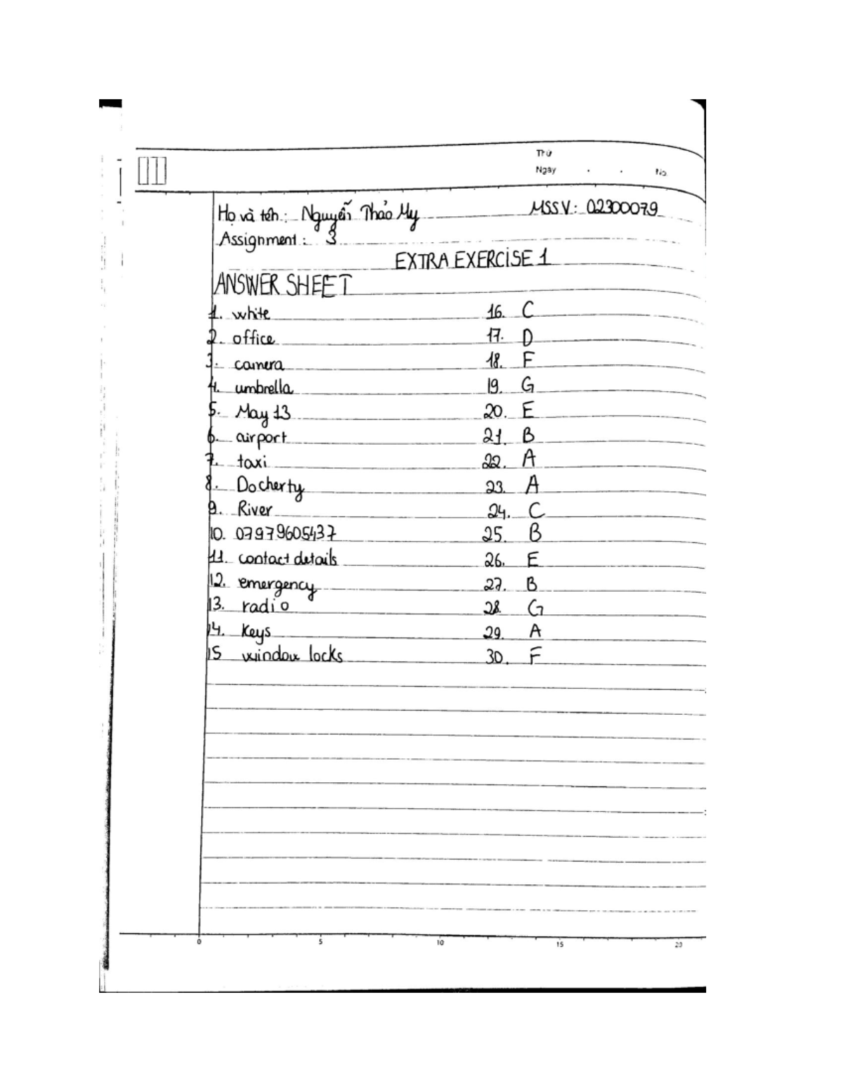 Assignment 3 - Extra Exercise Answer Sheet for Nguyen Thao My - Studocu