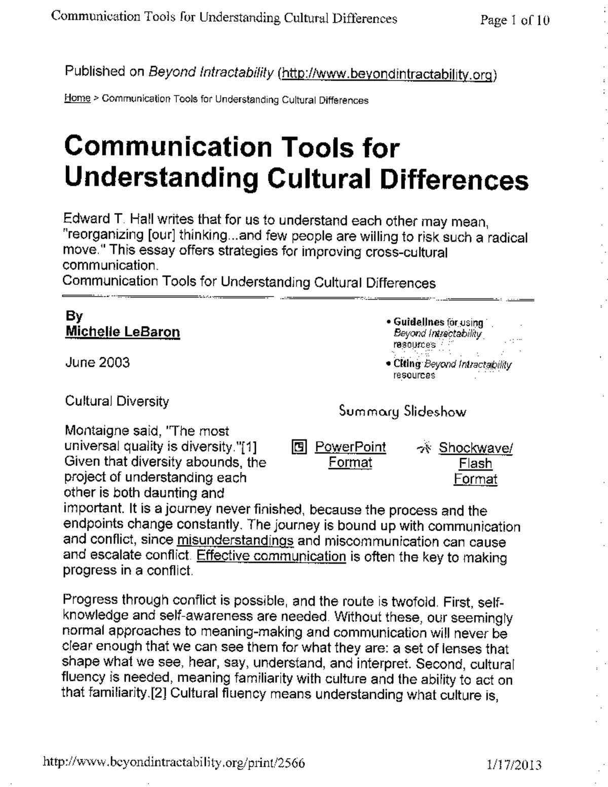 COMM 101: Communication Tools for Navigating Cultural Differences - Studocu