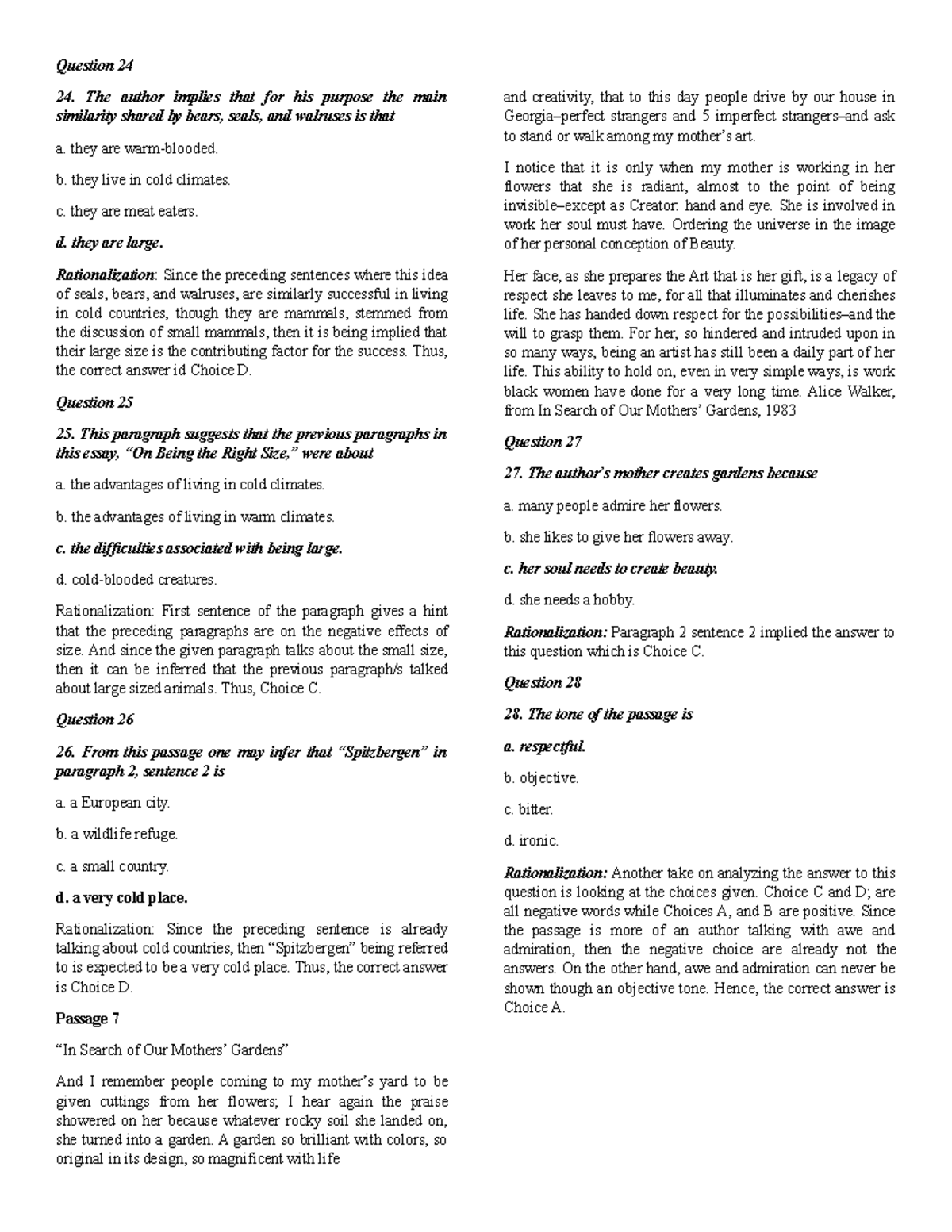 Study and thinking skills 19 - Question 24 24. The author implies that ...