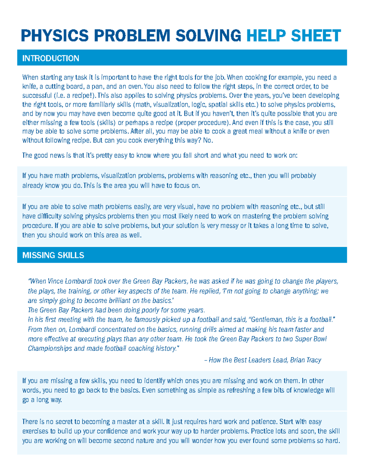 Physics+ Problem+ Solving+HELP+ Sheet - PHYSICS PROBLEM SOLVING HELP ...
