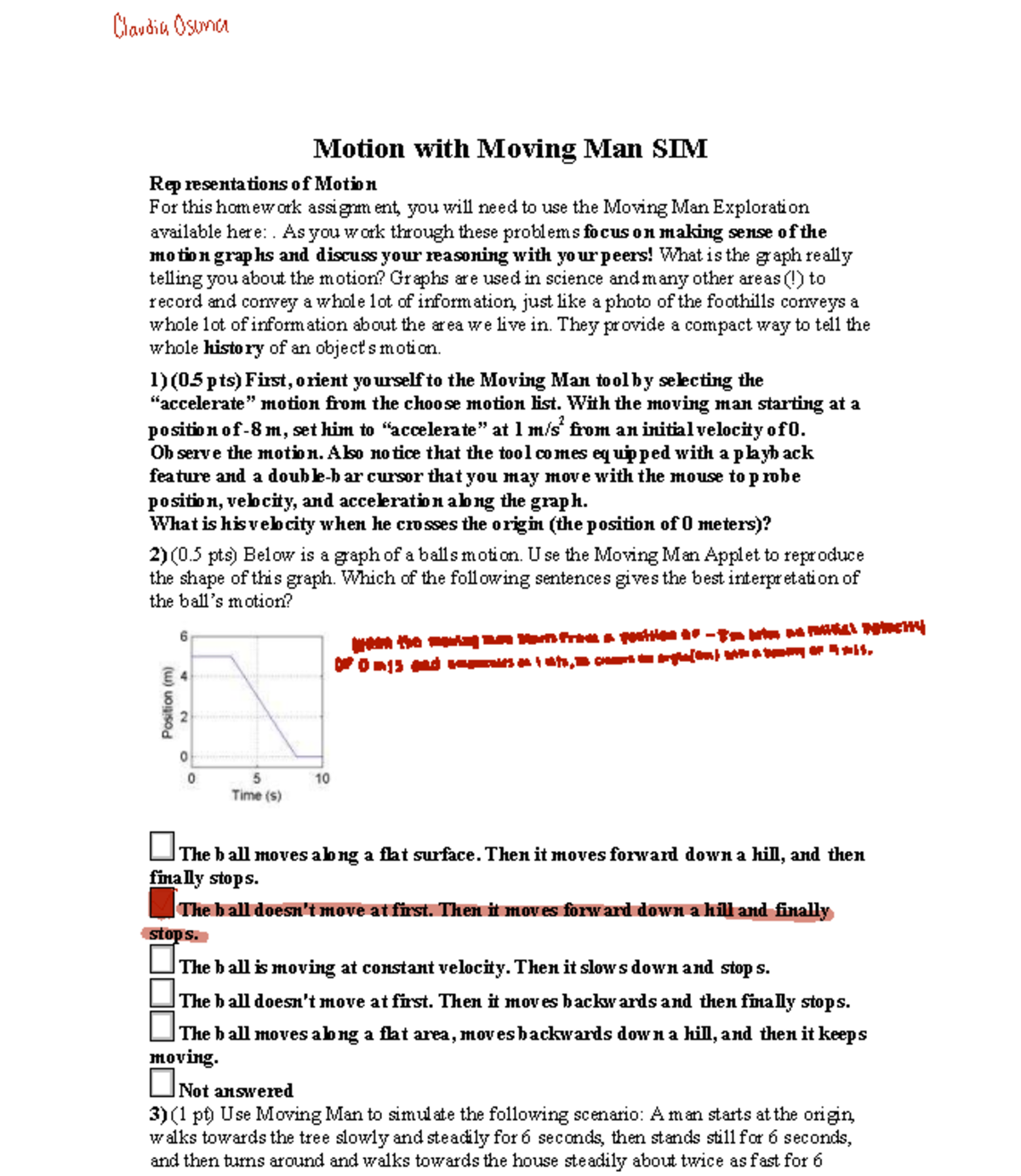 Moving Man SIM: Understanding Motion Graphs and Simulations - Studocu