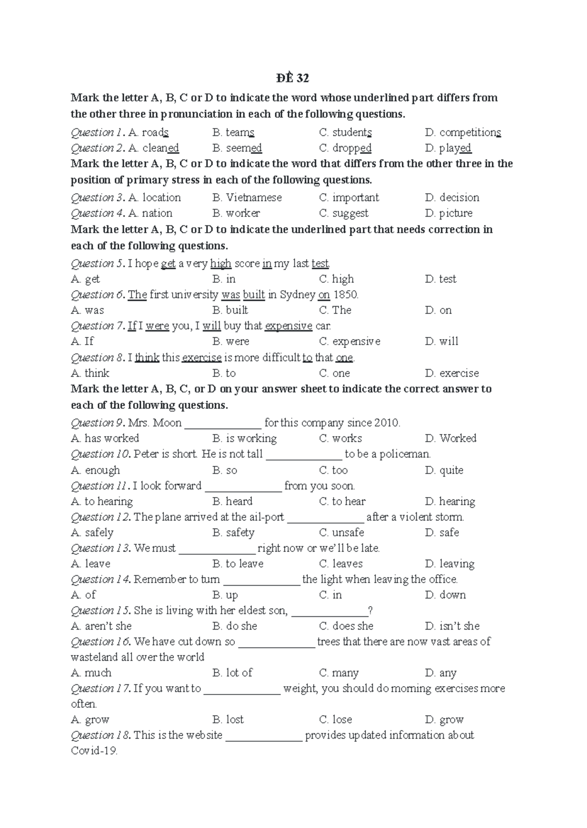 Inbound 6767526968358027126: Listening & Pronunciation Practice Test 32 ...