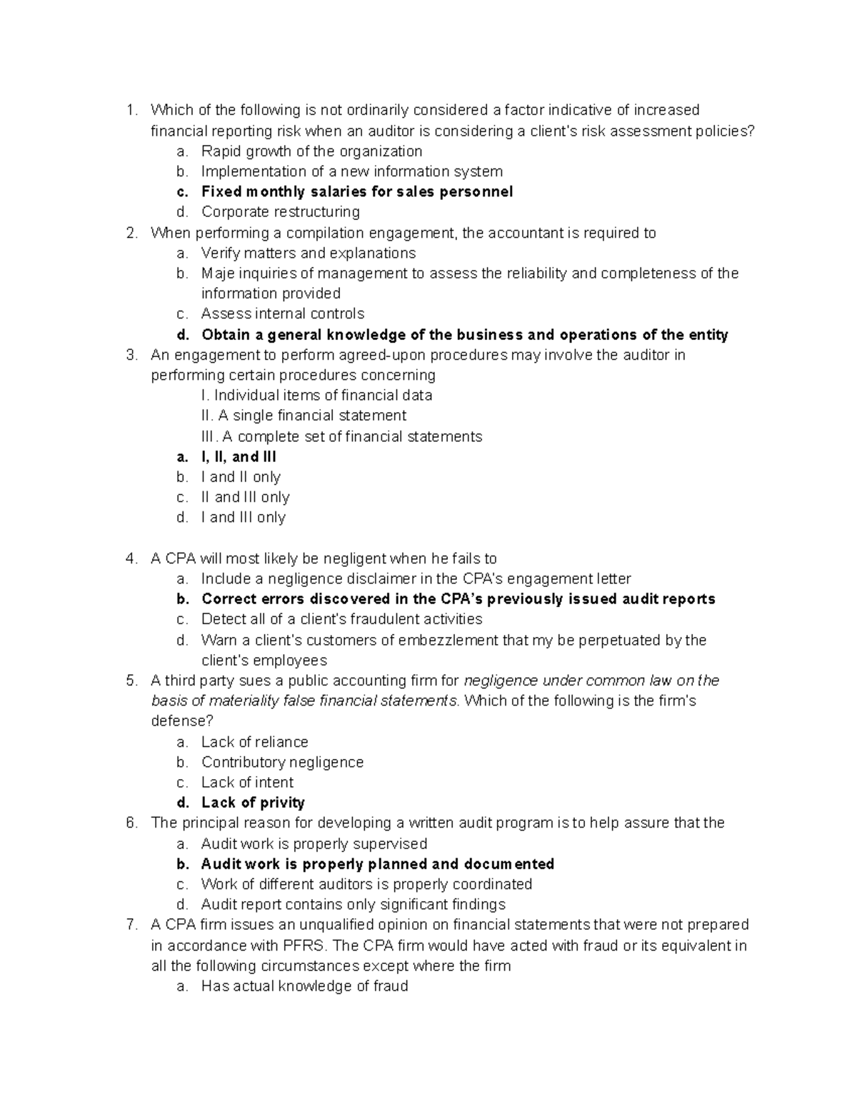 Midterm Exam 2024 - Audit Theory Practice Questions and Answers - Studocu