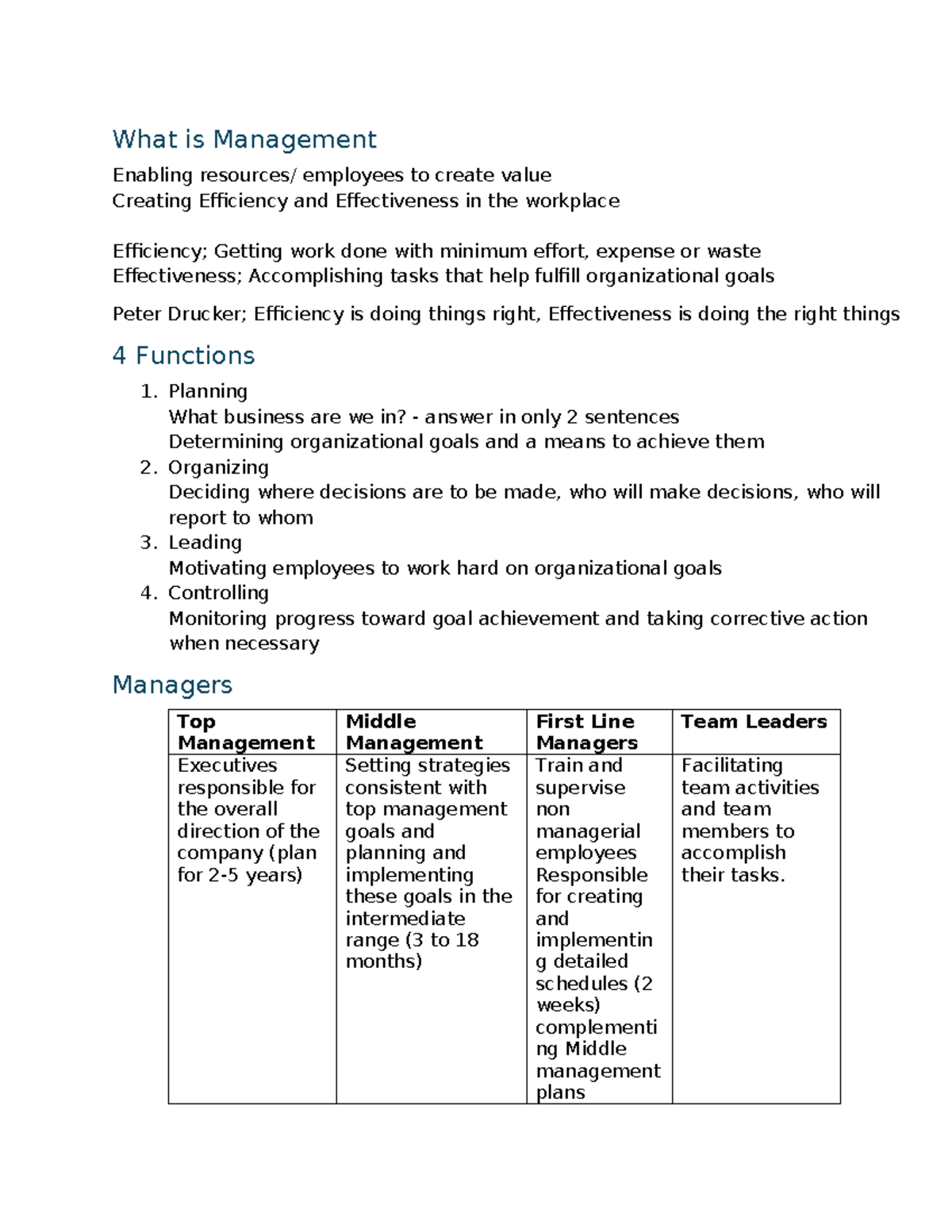 MGMT 1 - Overview of Managerial Roles and Functions - Chapter 1 Summary ...
