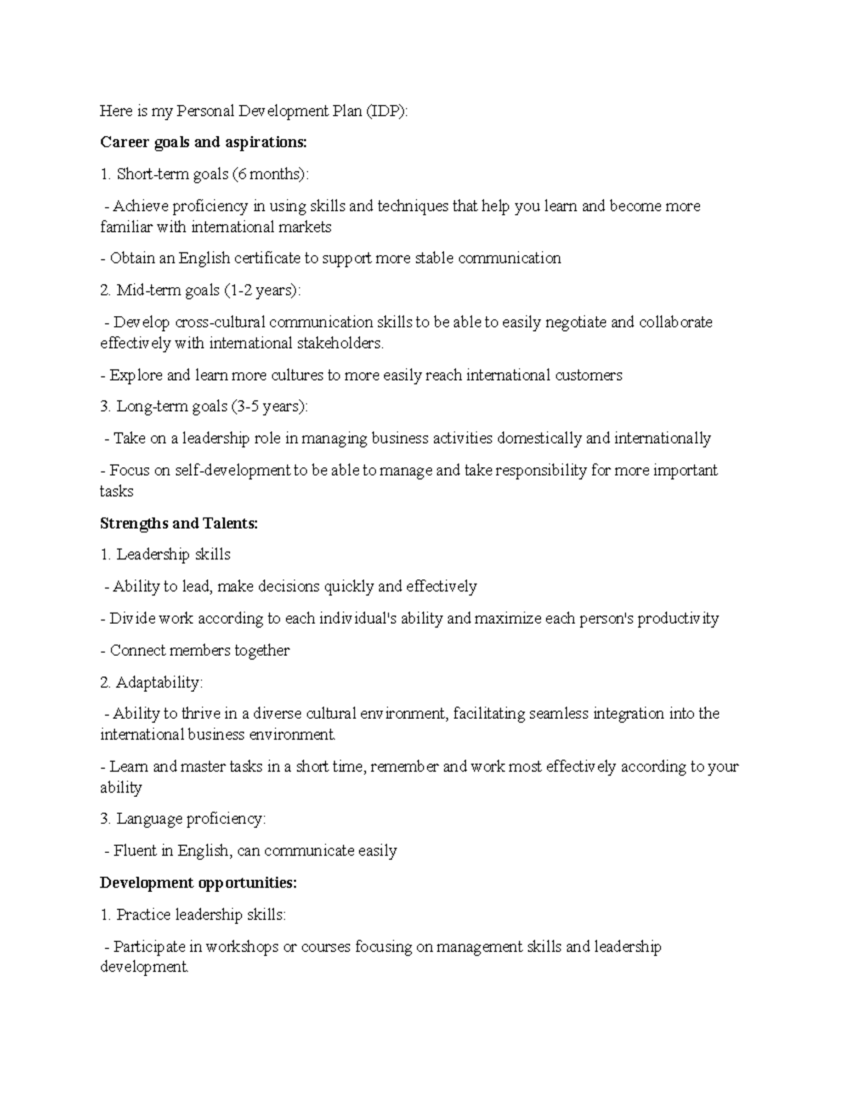 Personal Development Plan - Explore and learn more cultures to more ...