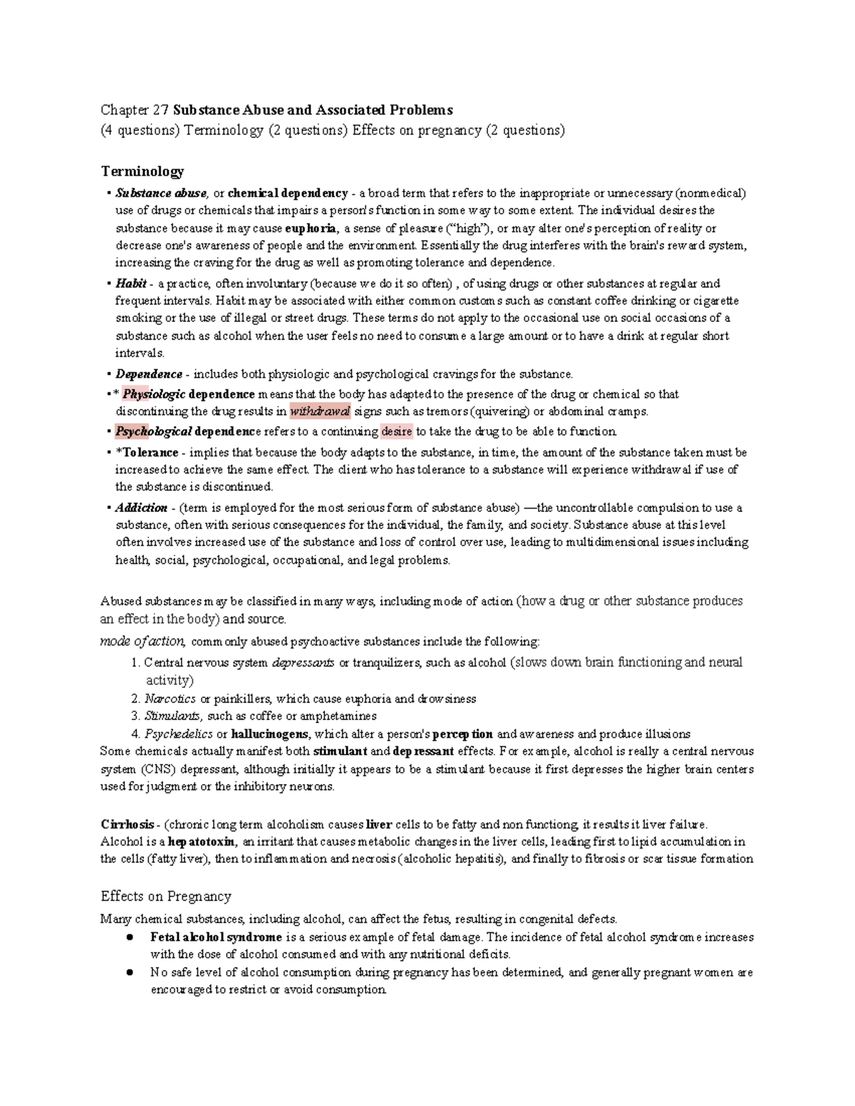 Chapter 27 - Summary Discover What Matters - Chapter 27 Substance Abuse ...