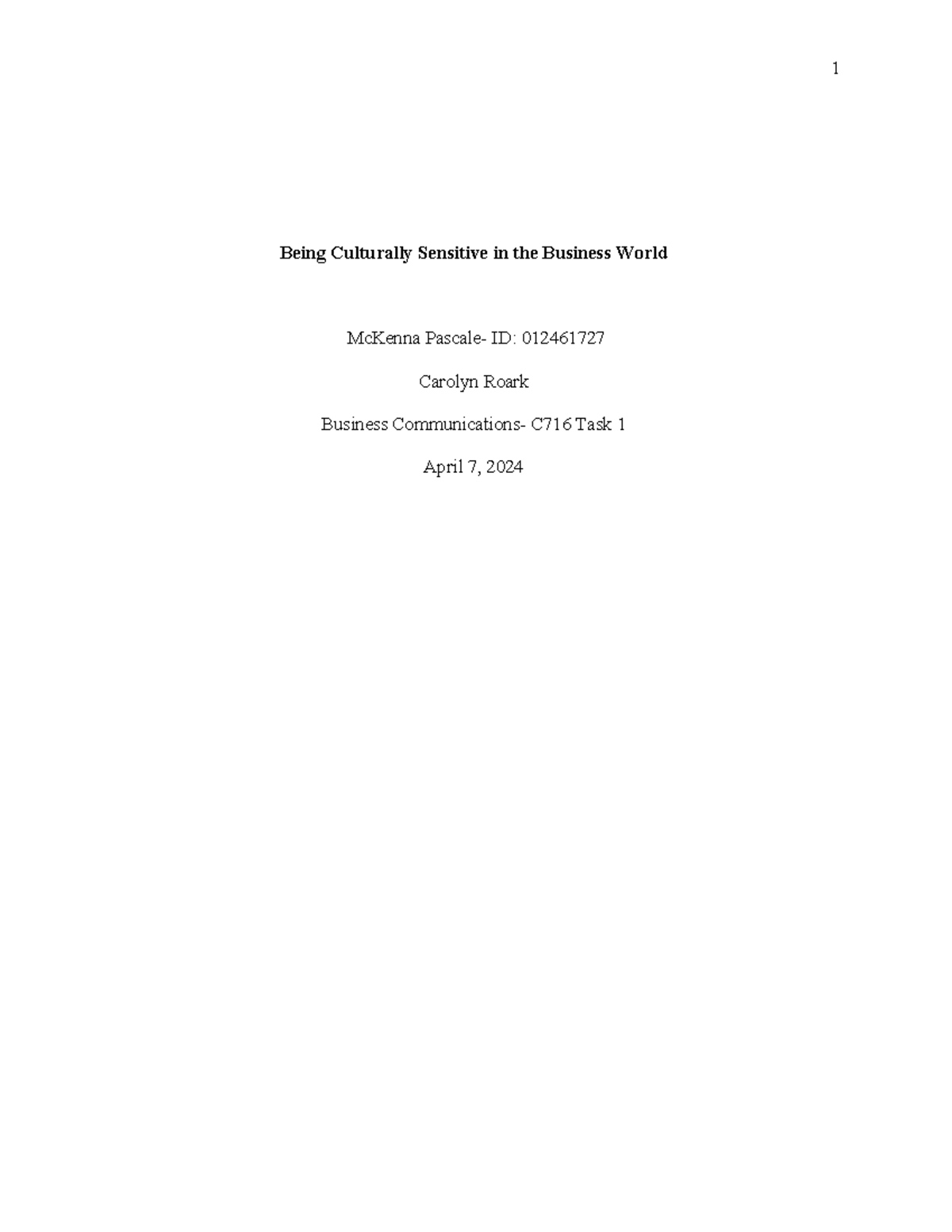 C716 Task 1: Cultural Sensitivity in Business Communication Essay - Studocu