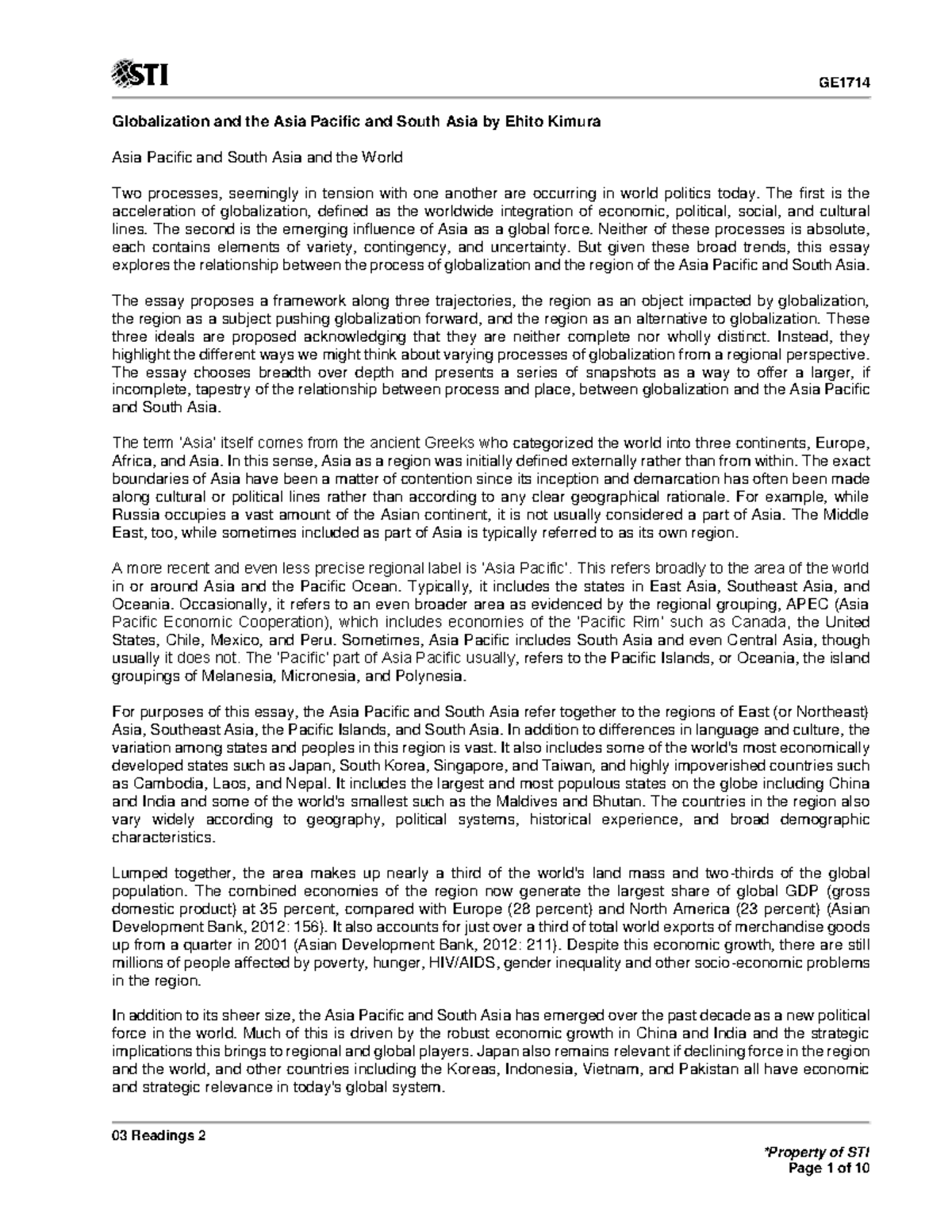 Globalization and Its Impact on the Asia Pacific & South Asia (03 ...